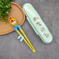 静蝉幽格儿童筷子训练筷3岁2二段68岁木质宝宝学习筷男童家用吃饭矫正练习_单双蓝色呆呆熊男款