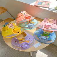 智扣新款儿童带电风扇空顶帽男女童宝宝夏季户外太阳帽大檐帽子