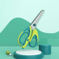 智扣婴儿食物辅食剪刀可剪肉外带研磨工具宝宝专用不锈钢辅食剪_青木绿辅食剪省力拨片