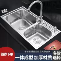 厨房不锈钢水槽双槽法耐一体成型加厚手工单水池洗碗洗菜盆洗手盆