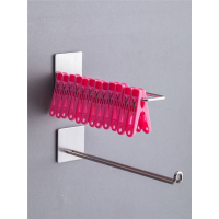 法耐衣架收纳挂钩不锈钢壁挂免打孔阳台衣夹子晾放省空间的整理架_夹子收纳短宽型_1个