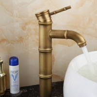 法耐(FANAI)铜仿古竹节水龙头冷热复古洗面盆台上盆艺术盆单冷户外龙头