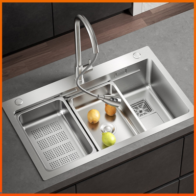 阿斯卡利三槽设计304不锈钢手工水槽大单槽洗碗槽厨房台下洗菜盆