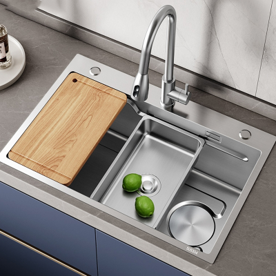 卡贝加厚手工水槽单槽台上下盆厨房洗菜盆大水池洗碗槽