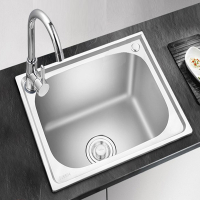 厨房不锈钢单槽一体加厚加深水槽拉丝洗菜盆洗碗池套餐台上台下盆
