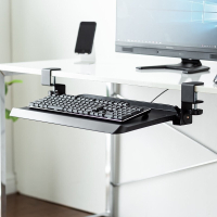 键盘托架古达免打孔免安装滑轨可移动倾斜夹桌懒人挂架电脑支架收纳架