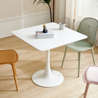 简约现代家用白色方形餐桌小户型饭桌奶茶店桌椅套装咖啡洽谈接待阳台圆桌