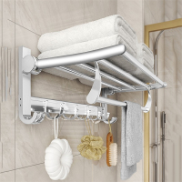 古达太空铝浴室置物架壁挂式毛巾杆收纳免打孔卫生间厕所洗手间浴巾架