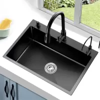 古达洗菜盆单槽水槽厨房纳米大洗碗池家用黑色台下盆
