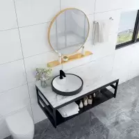 东映之画卫生间家用挂墙式洗漱洗手盆小户型大理石洗脸盆柜组合阳台洗面盆