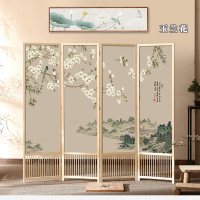 古达现代中式可折叠移动家用屏风隔断客厅卧室书房酒店宾馆办公室_2米高x0.5米宽x4扇