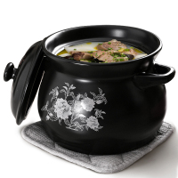 九龙泥韵 砂锅炖锅家用陶瓷煲汤锅小沙锅汤锅燃气明火耐高温瓦罐汤煲 黑色焖煲2L