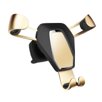 新品推荐 海郎 新款车内重力车载手机多功能导航支架金属汽车出风口创意卡扣式万能通用 金色款