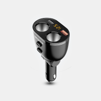 车载充电器汽车快充点烟器转接插头一拖二三多功能车充万能型USB 插头汽车充（HY-16-QC3.0车充+数据线）