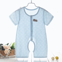 Lakooer童装2019夏季童装新款婴儿纯棉爬服 A类夏季提花薄连体衣新生儿短袖哈衣宝宝空调服睡衣