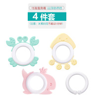 4件套 婴儿玩具幼儿牙胶手抓摇铃(随机形状袋装)套装玩具B135