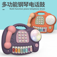 （颜色留言）随机发 儿童卡通多功能玩具电话 益智早教声光音乐仿真电话玩具AWANHOO B61