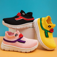 儿童鞋子男女童鞋 2-33码韩版儿童飞织鞋实心软底小鸭子运动鞋透气儿童鞋子AWANHOO B335 3393