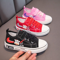 儿童运动休闲鞋26-37码 儿童帆布板鞋新款男女儿童饼干底帆布鞋板鞋百搭透气软底运动鞋 AWANHOO B33370-1