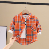 儿童衬衫90-140CM新款男女童儿童长袖衬衫男上衣春秋装格子宝宝衬衣中小童潮流儿童衬衫AWANHOO1922 B193