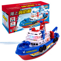 儿童电动消防船玩具 音乐发光喷水模型玩具船 B386