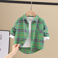 儿童衬衫90-140CM新款男女童儿童长袖衬衫男上衣春秋装格子宝宝衬衣中小童潮流儿童衬衫AWANHOO1922 B193