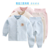 儿童套装2件套73-110CM 新款儿童保暖内衣套装棉质加厚三层夹棉男女宝家居服童装 AWANHOO B190