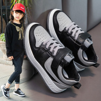 儿童鞋子男女童鞋26-37码男女童实心底运动春季学生新款皮面韩版透气女童童鞋儿童靴子AWANHOO B6909