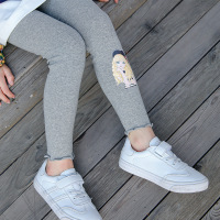 高品质儿童裤子100-160CM新品儿童韩版卡通印花休闲运动女童打底裤中大童素色长裤儿童裤子AWANHOOB1985