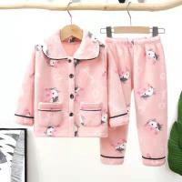 儿童套装 2件套100-150CM新品韩版卡通儿童法莱绒套装宝宝家居服加绒中大童睡衣 AWANHOO B1993