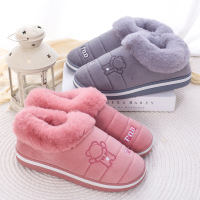男士拖鞋女士拖鞋情侣款 时尚新款保暖女包跟棉鞋家居男情侣加厚防滑直播大兔毛绒冬季棉鞋强足(QIANGZU) B158