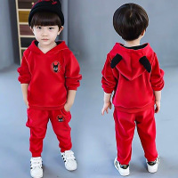 儿童套装 2件套 80-130CM秋冬加绒保暖男女宝套头衫不连帽裤套装春秋套装卡通动漫服饰 AWANHOO B649
