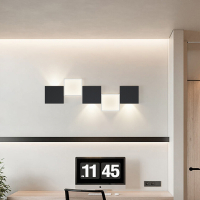 古达北欧房间卧室床头灯客厅电视背景墙现代简约黑白盒子创意壁灯