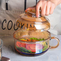 带把可微波炉加热大号汤碗纳丽雅单个泡面碗家用带盖水晶煲拉面碗玻璃碗