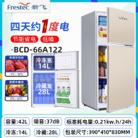 新飞一级能效小冰箱家用双开门小型租房节能省电宿舍冷藏冷冻迷你_双门BCD-66A122金色
