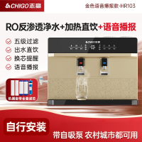 志高(CHIGO)净水器家用直饮机加热一体机厨房RO反渗透净水机过滤器壁挂式_金色HR103自行安装语音播报加热