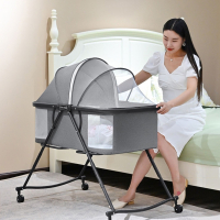 婴儿床可移动便携式宝宝床智扣多功能可折叠床新生儿小床摇篮床带滚轮