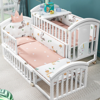 智扣婴儿床木拼接大床欧式多功能宝宝bb儿童床摇篮新生儿可移动