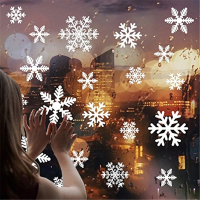 智扣圣诞节装饰雪花静电贴画场景布置玻璃门橱窗贴新年装饰品圣诞贴纸