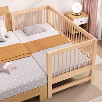 智扣榉木儿童婴儿床带护栏拼接大床加宽床边床单人男孩女孩公主床