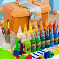 智扣颜料儿童水粉可水洗幼儿园宝宝绘画涂鸦套装24色手指画水彩水粉画套装美术手印专用画画色
