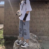 2020夏季新款流行牛仔裤女高腰显瘦学生百搭韩版宽松直筒阔腿裤潮