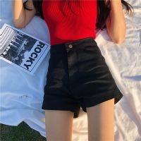 春夏新款韩版港味复古chic弹力牛仔短裤女学生百搭显瘦高腰热裤子