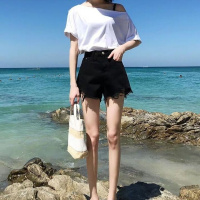 高腰牛仔短裤女新款黑色白色2020春装松紧腰显瘦夏季薄款宽松ins