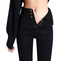 高腰牛仔裤女大码显瘦百搭春秋季2020韩版紧身修身小脚铅笔长裤女