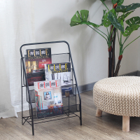 落地铁艺书报架绘本收纳杂志架北欧创意报纸展示架金属置物架