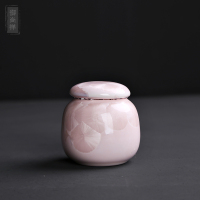 迷你结晶小号粉色陶瓷茶叶罐密封罐珍珠粉罐便携式密封茶罐存储罐