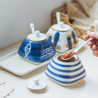日式创意厨房用品味盒套装陶瓷家用油盐盒子佐料味盒料罐
