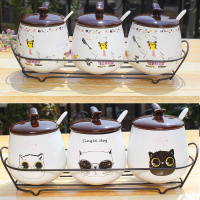 陶瓷味罐三件套装油盐罐家用料盒厨房佐料盒料罐组合装