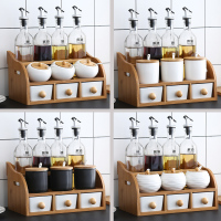 家用料盒玻璃油瓶组合套装厨房油盐酱醋壶瓶陶瓷双层味罐套装